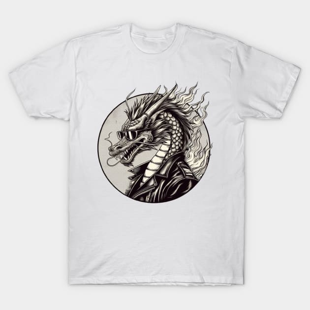 dragon in leather jacket T-Shirt by Anthony88